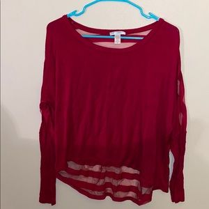 Long sleeve shirt with see through back